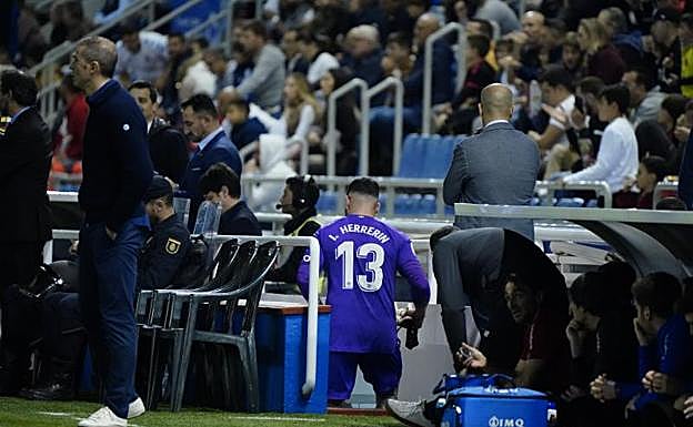 Herrerín, tras ser expulsado.