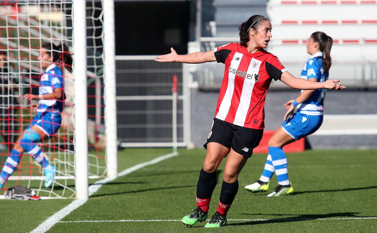 Yulema Corres en el transcurso del duelo de la primera vuelta en Lezama. 