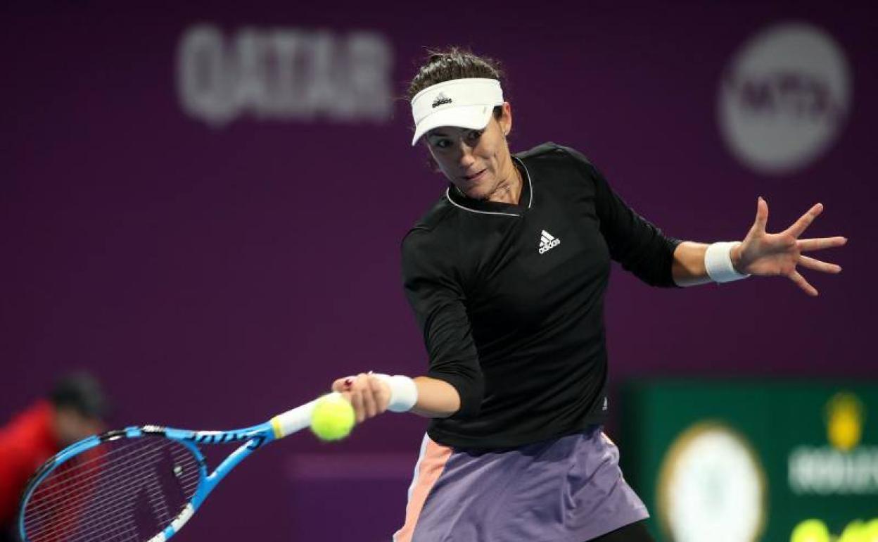 Garbiñe Muguruza durante el encuentro ante Barty.