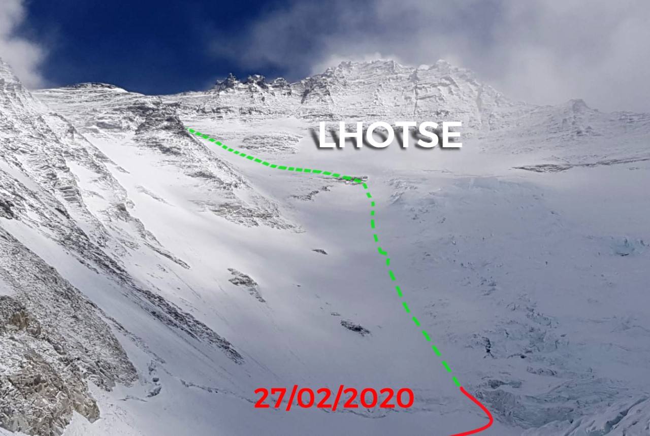 La pared del Lhotse con apenas una semana de diferencia. Una pelada y la otra cargada de nieve.
