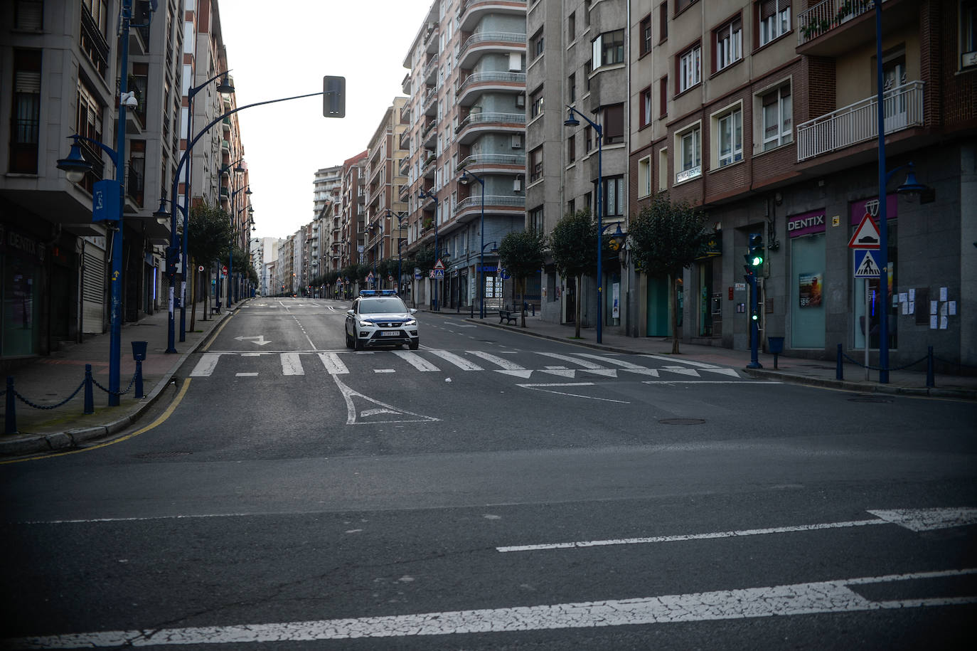 Las calles de Portugalete, completamente vacías.