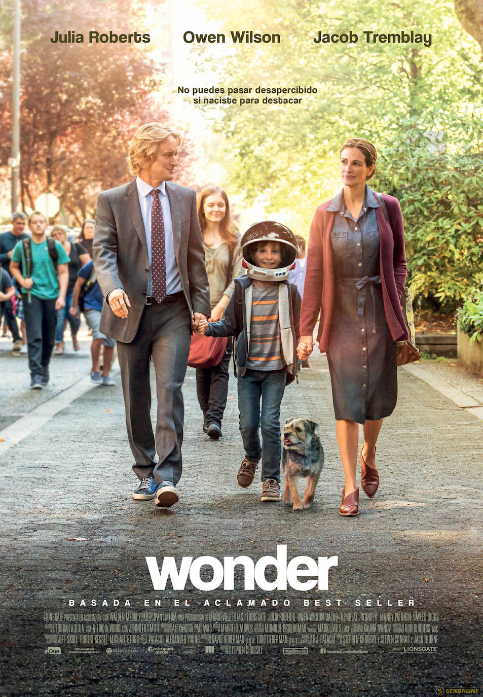 'Wonder' (2017). August es un niño que nació con un problema de deformidad facial, pero ello no le impide disfrutar de la vida y poner todo su empeño en integrarse