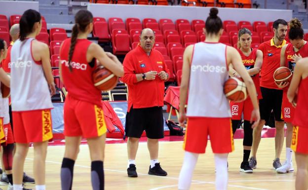 Entrenamiento de la selección española de baloncesto.