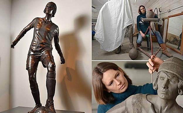 La escultora Hannah Stewart fue la encargada de esculpir a esta figura del fútbol. 