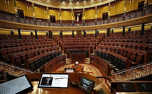 Imagen de archivo del hemiciclo del Congreso vacío. 