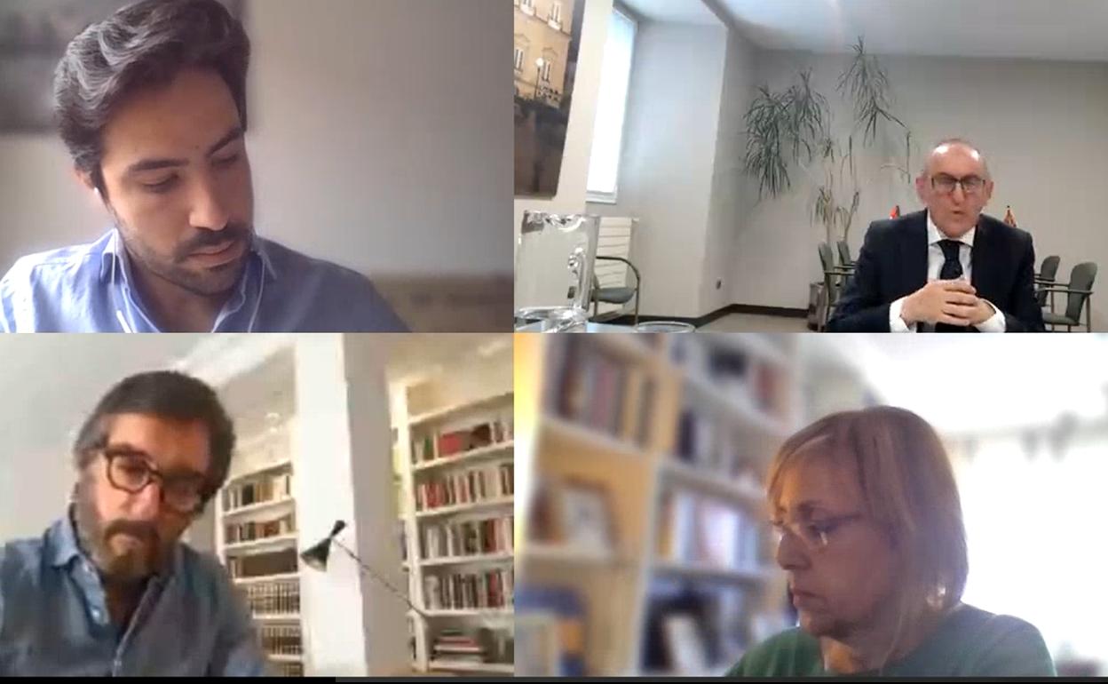 Jon Nogales, Ramiro González, Iñaki Oyarzábal y Arantxa Abecia, en la comparecencia.