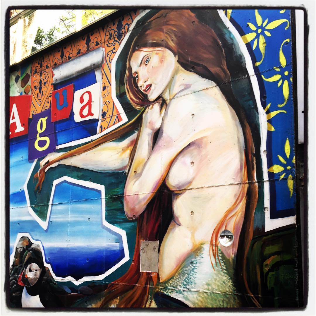 Es el único mural de los que conforman el itinerario muralístico pintado sobre las paredes de un centro cívico de la capital alavesa; en este caso, el de Aldabe. Eso sí, está un poco escondido; ya que para verlo hay que bajar por la rampa a la zona exterior de las piscinas y el teatro del equipamiento. Este curioso 'collage' combina nuestra esencia natural, el agua como medio; y nuestra esencia imaginaria; el arte. Pintado en 2011, entre su iconografía destacan una lamia, una sirena, animales en peligro de extinción, flora marina y formas abstractas. Frente a la entrada al teatro se prolonga este concepto, pero relacionado con el arte.