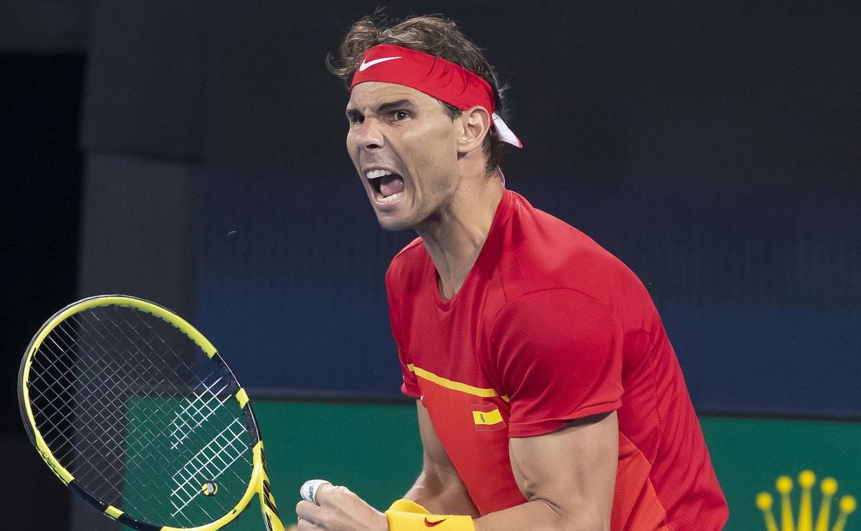 Rafa Nadal, en un partido de la ATP Cup. 