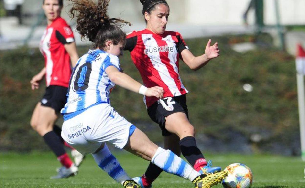 Imagen del derbi vasco entre el Athletic y la Real en Lezama este curso. 