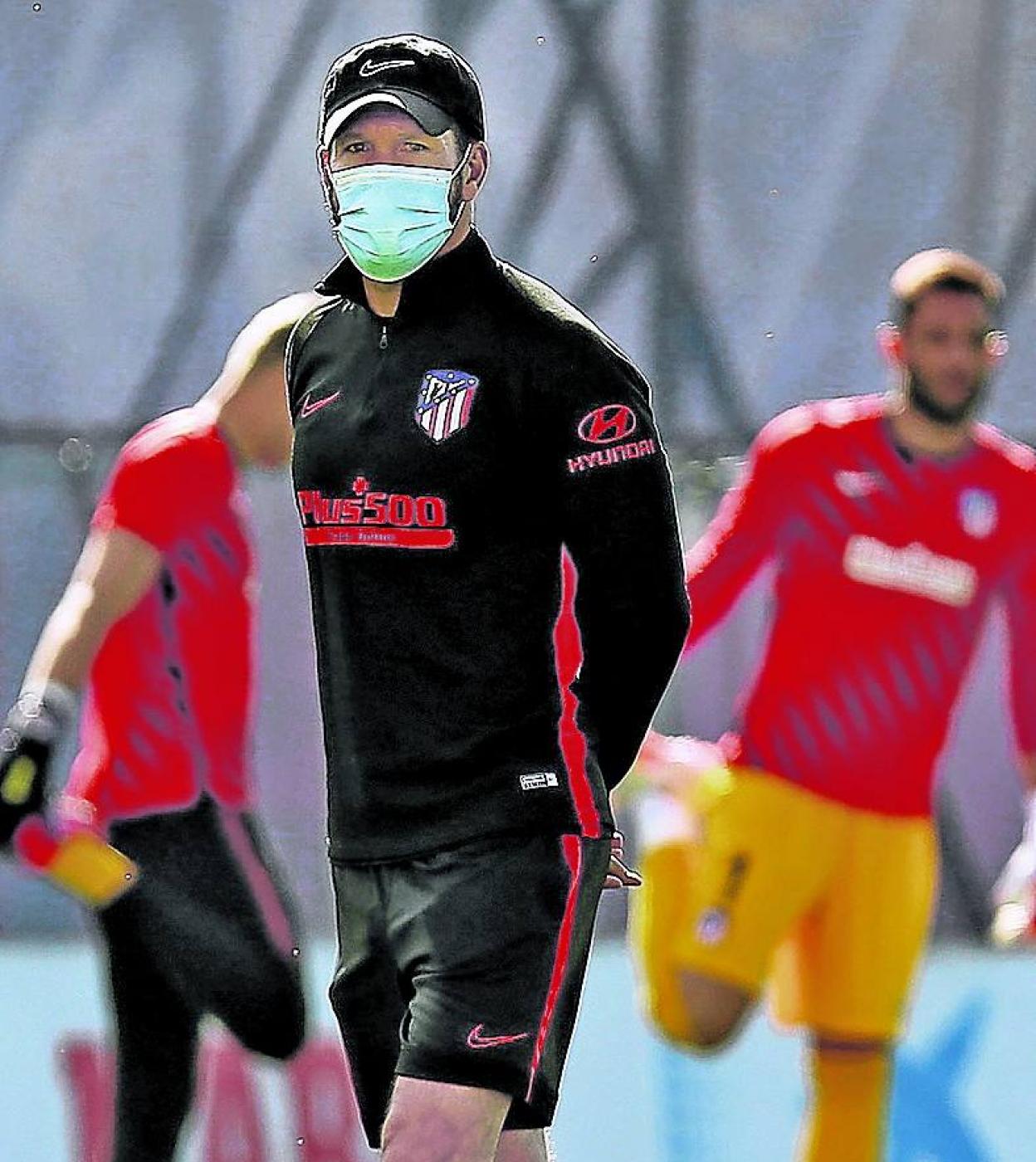 Simeone, durante el entrenamiento de ayer.