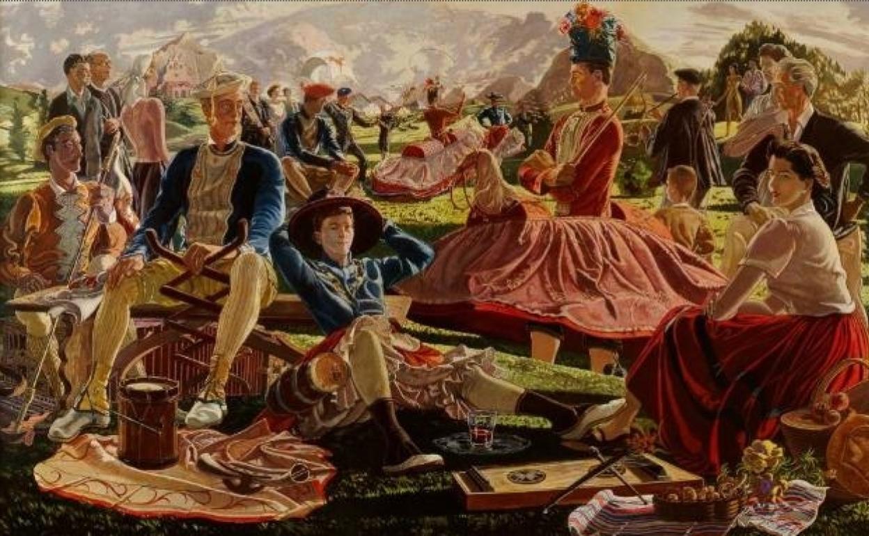 'Danzas suletinas', obra de José Maria Ucelay de 1956 incluida en la muestra 'Bilbao y la pintura'. 