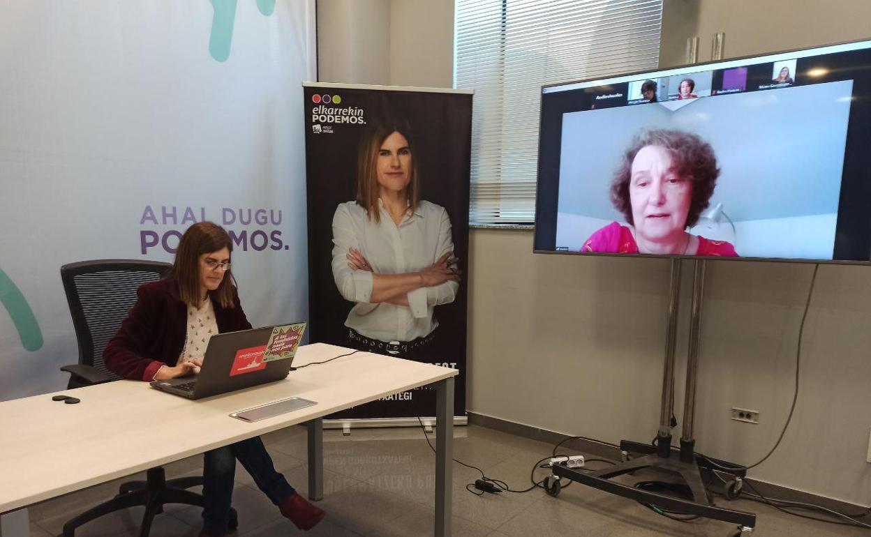 Gorrotxategi ha mantenido una videollamada con la directora del Instituto de la Mujer, Beatriz Gimeno. 
