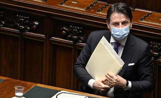 El primer ministro italiano, Giuseppe Conte, en la Cámara de Diputados. 