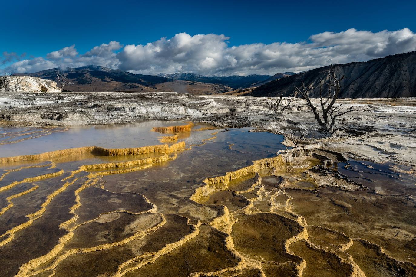 2.- Géiseres y manantiales de Yellowstone ( Yellowstone, EE.UU.) | El famoso parque está ubicado sobre la conocida como Caldera de Yellowstone, una enorme masa de magma caliente que genera géiseres, chimeneas y lagos de colores imposibles en el que los diferentes sulfatos y minerales ponen la guinda al pastel. 