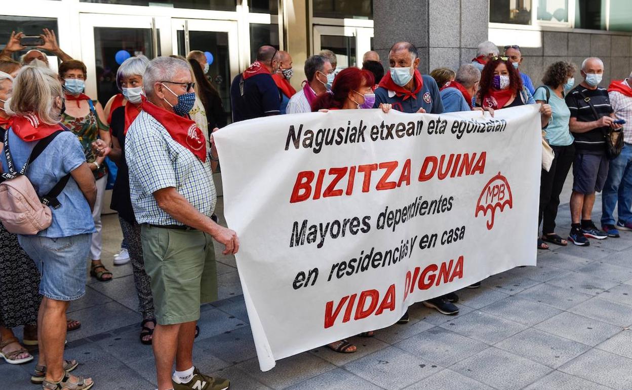 El Movimiento de Pensionistas , este miércoles en Bilbao.