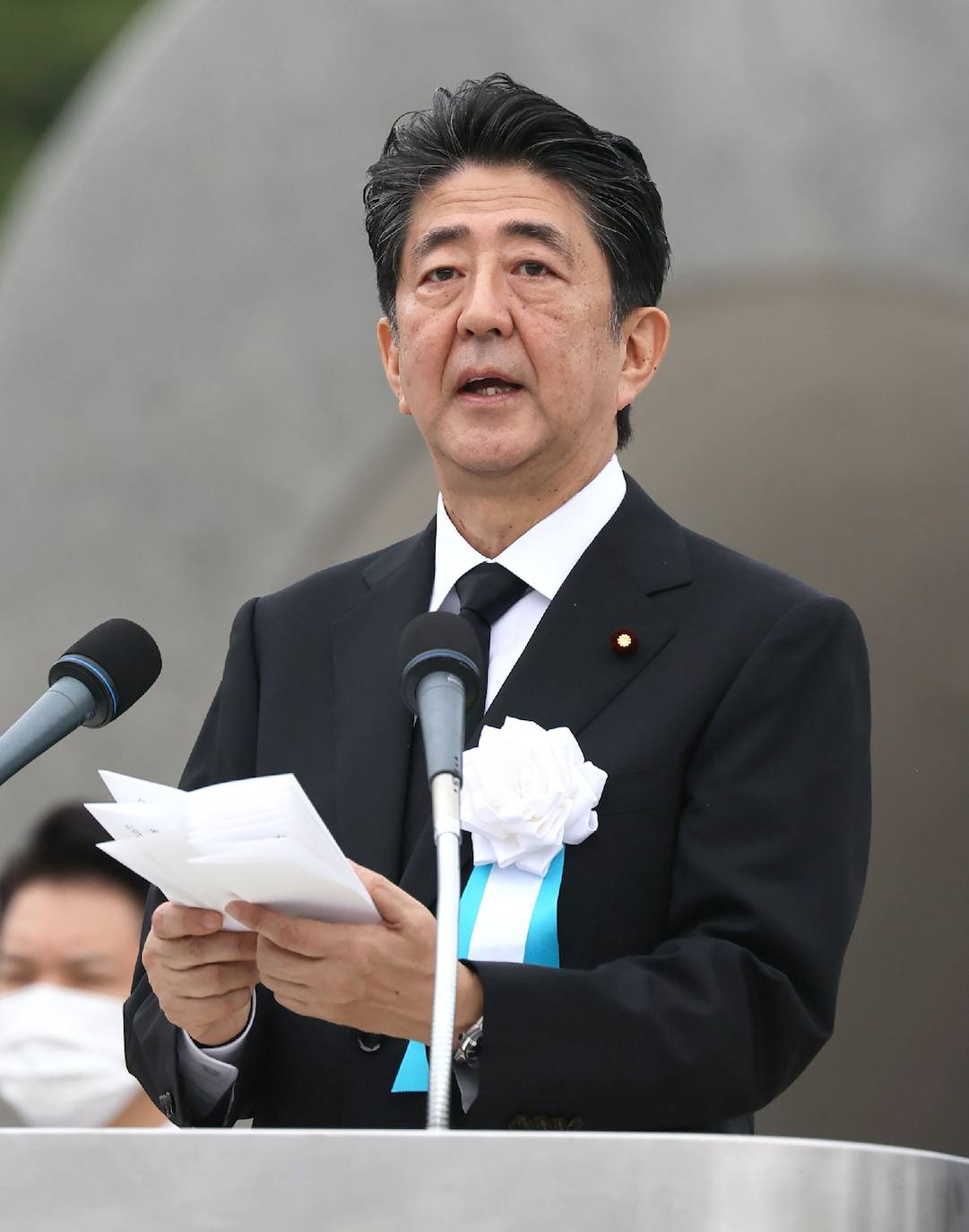 Shinzo Abe en un discurso durante la ceremonia. 