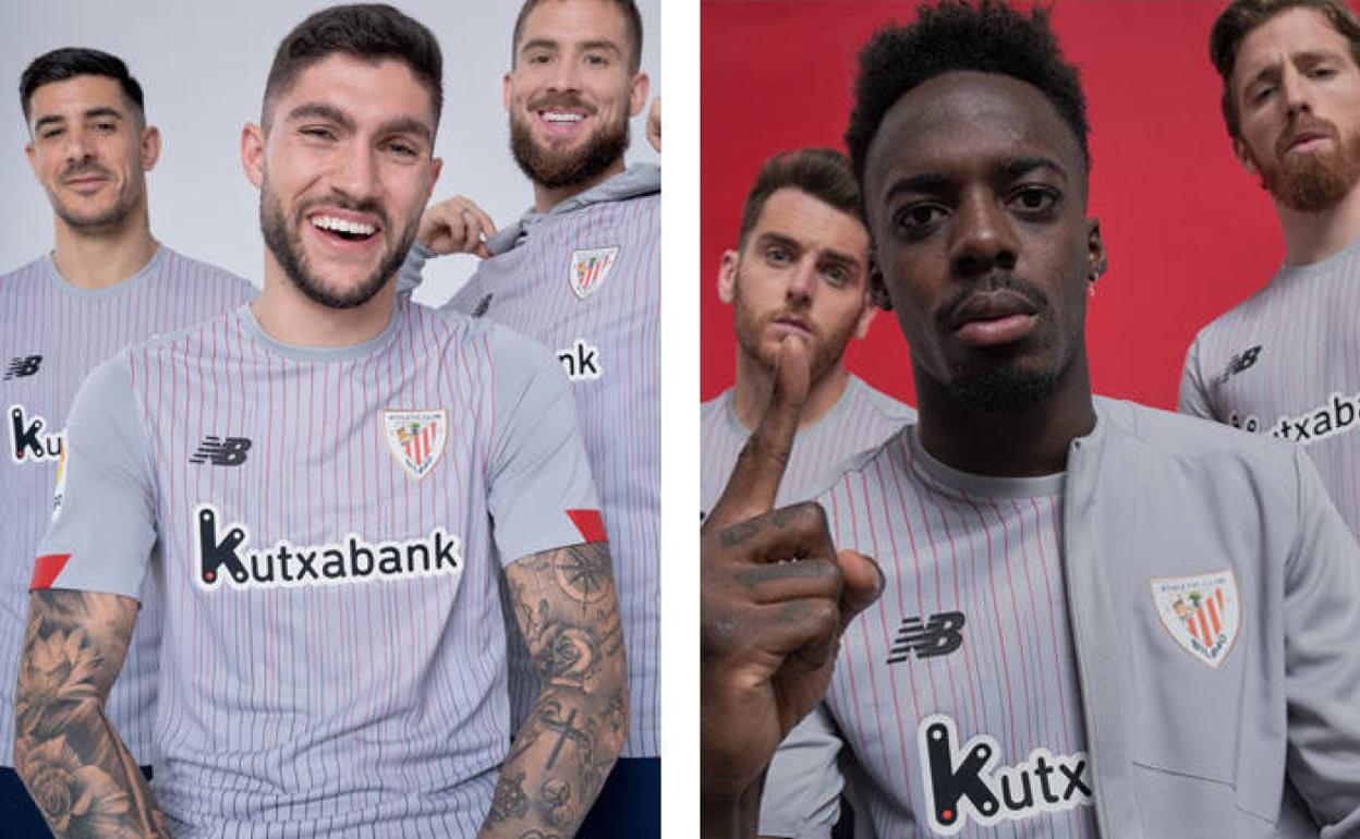Los jugadores del Athletic posan con la nueva equipación.