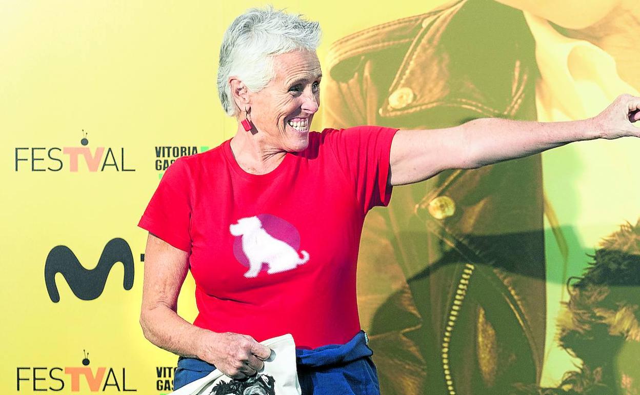 Mercedes Milá pasó este jueves por el FesTVal para presentar 'Scott y Milá' aunque no estuvo acompañada de su perro. 