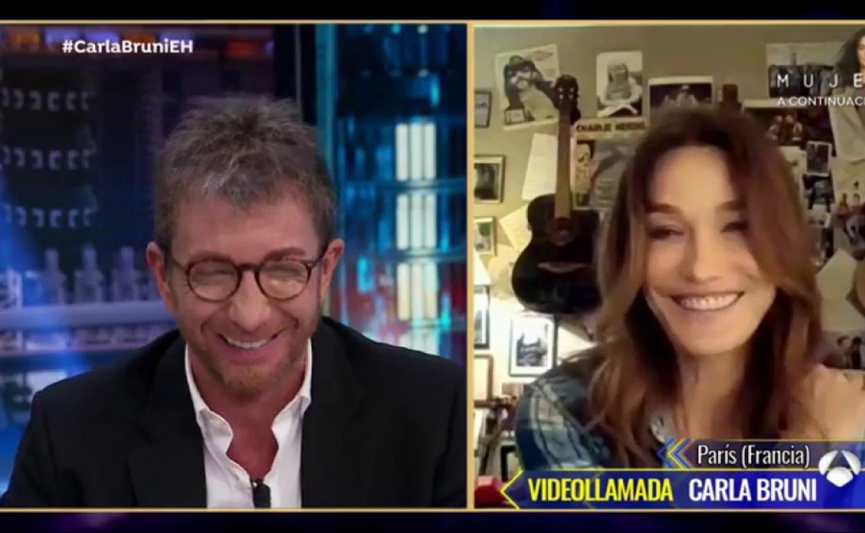 Carla Bruni ayer en El Hormiguero, con Pablo Motos.