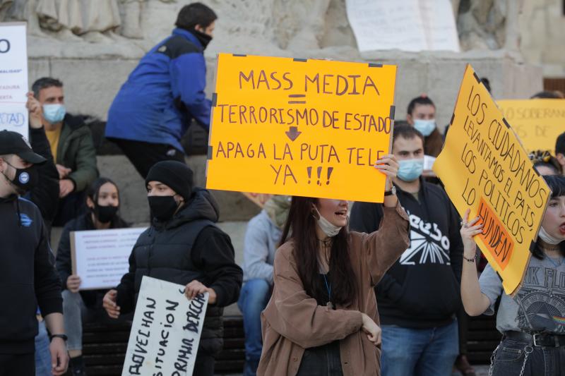 Fotos: La concentración de los negacionistas en Vitoria, en imágenes