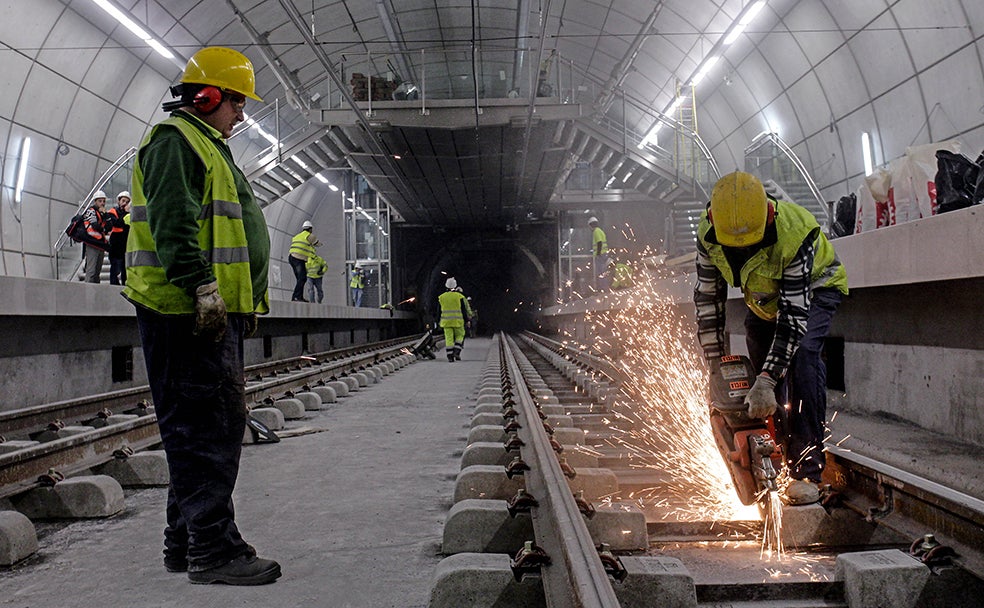Vista de las obras de la estacion de metro de Basauri