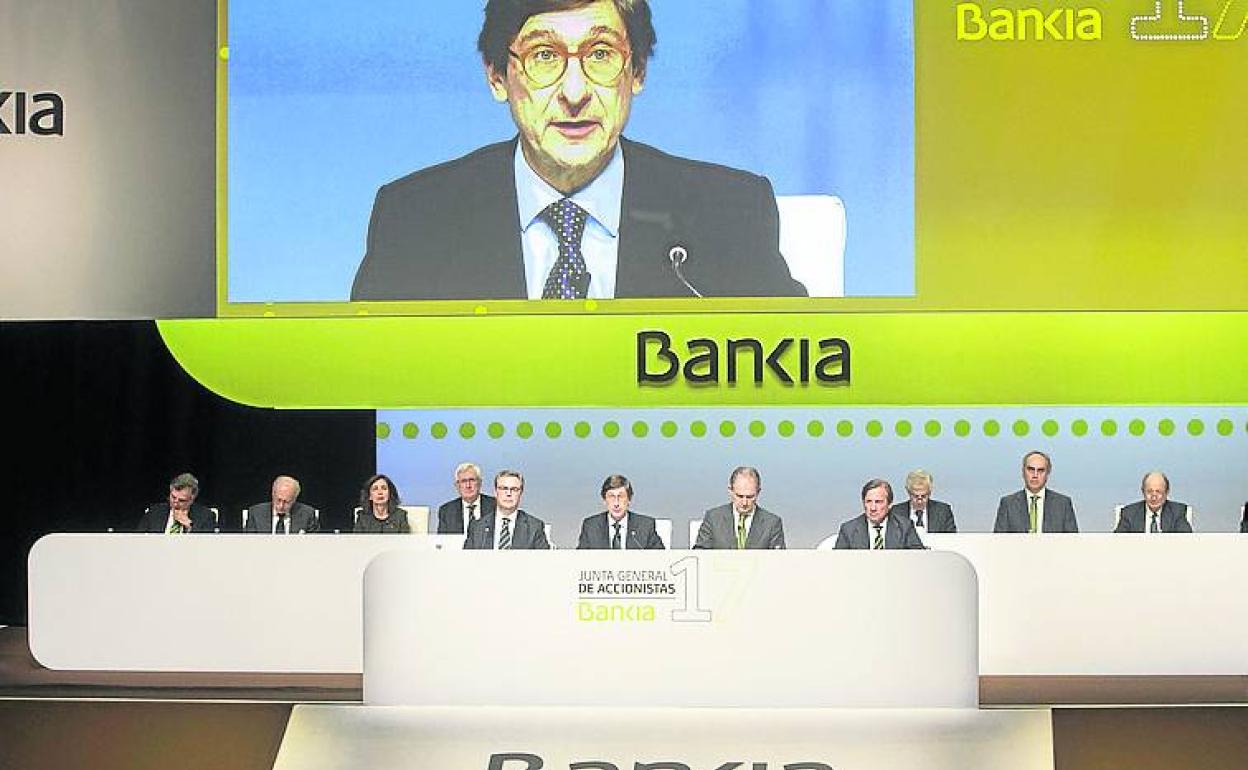 José Ignacio Goirigolzarri en una anterior junta de Bankia. 