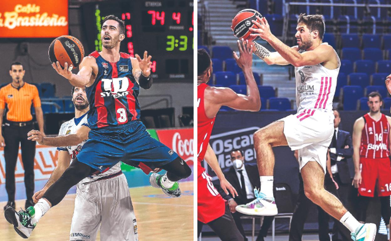 Vildoza y Laprovittola en una de sus habituales penetraciones a canasta.