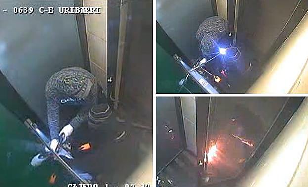 Así intentaron robar dos encapuchados un cajero en Bilbao