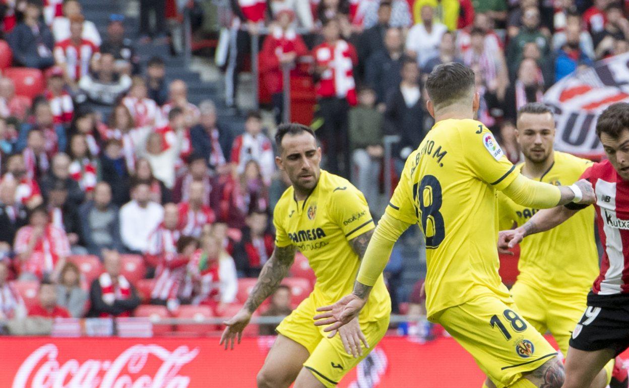 Ibai Gómez, ante el Villarreal en San Mamés. 