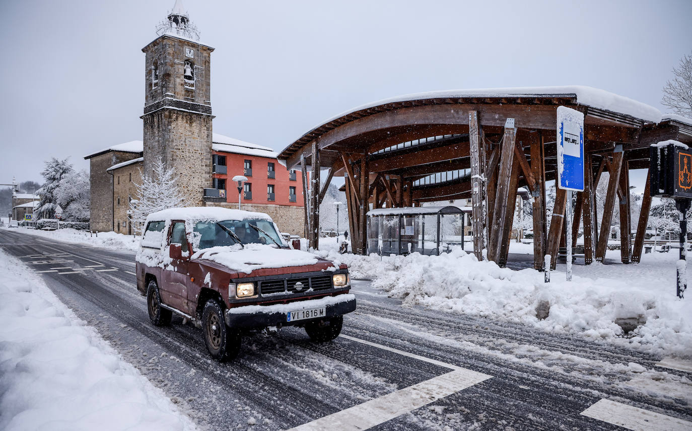 Fotos: La nieve vuelve a cubrir de blanco Álava