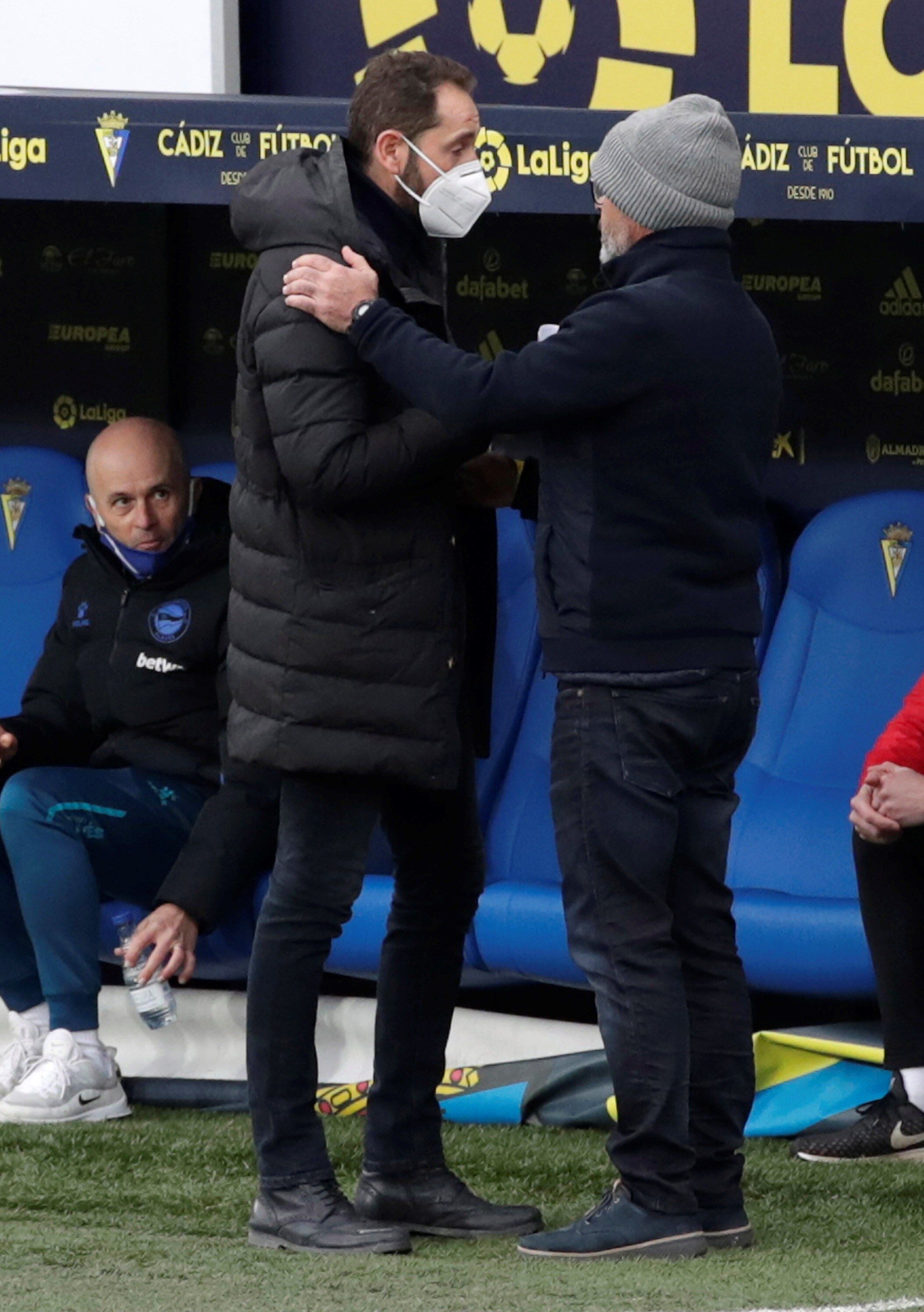 Machín, en su último partido del Alavés contra el Cádiz.