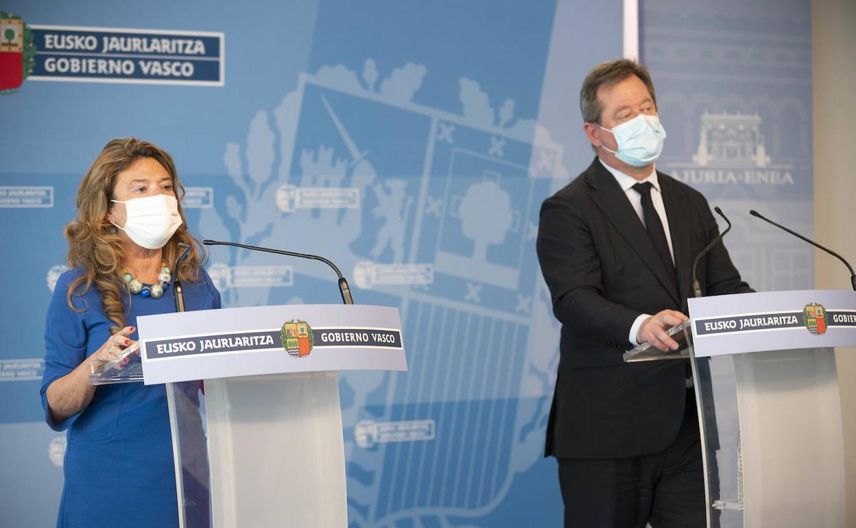 Gotzone Sagardui y Bingen Zupiria, hoy en la rueda de prensa posterior al consejo de gobierno. 