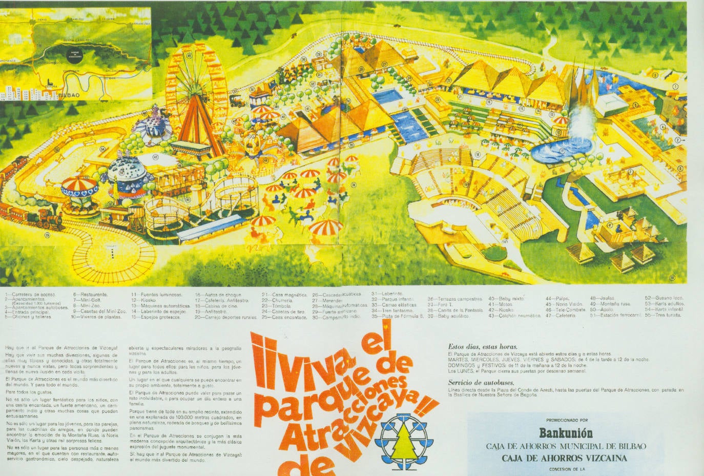 Folleto con el mapa del parque de atracciones de Atxanda.