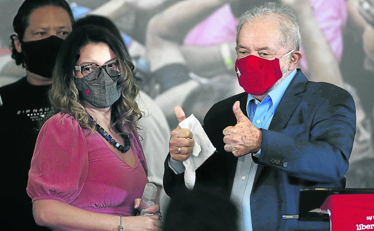 Lula, en su último acto público esta semana en Sao Bernardo do Campo. Fernando Bizerra 