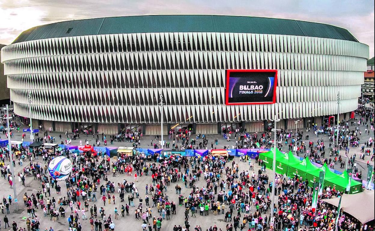 San Mamés, durante las finales de la Challenge Cup y la Champions Cup de rugbi en 2018. 