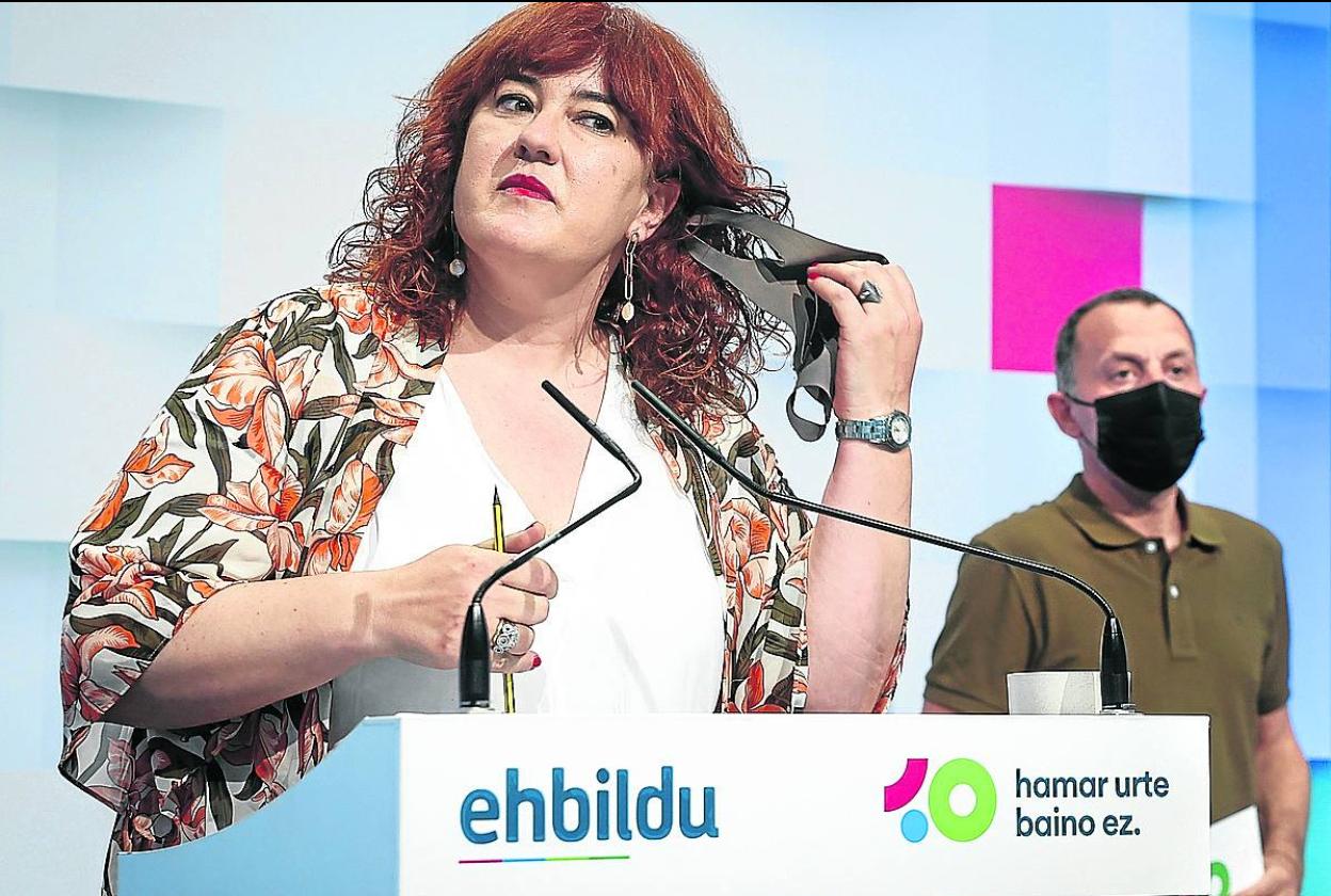 La secretaria general de EA, Eba Blanco, en una rueda de prensa celebrada el pasado lunes. 