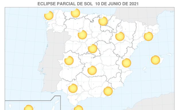 Así se verá el eclipse desde España.