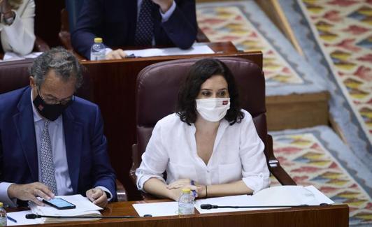 Isabel Díaz Ayuso, durante el debate de investidura.