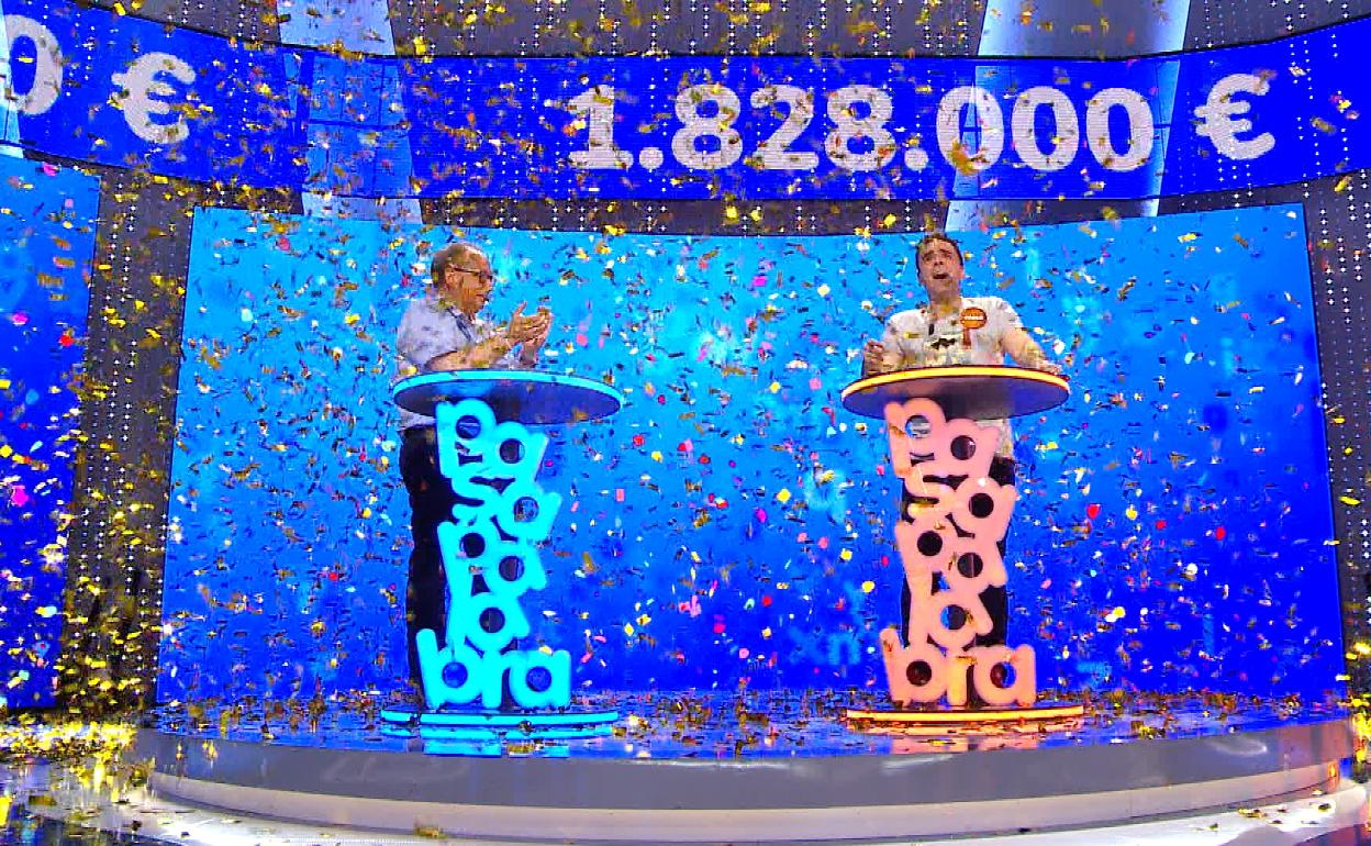 Pablo Díaz en el momento de proclamarse ganador en 'Pasapalabra' 
