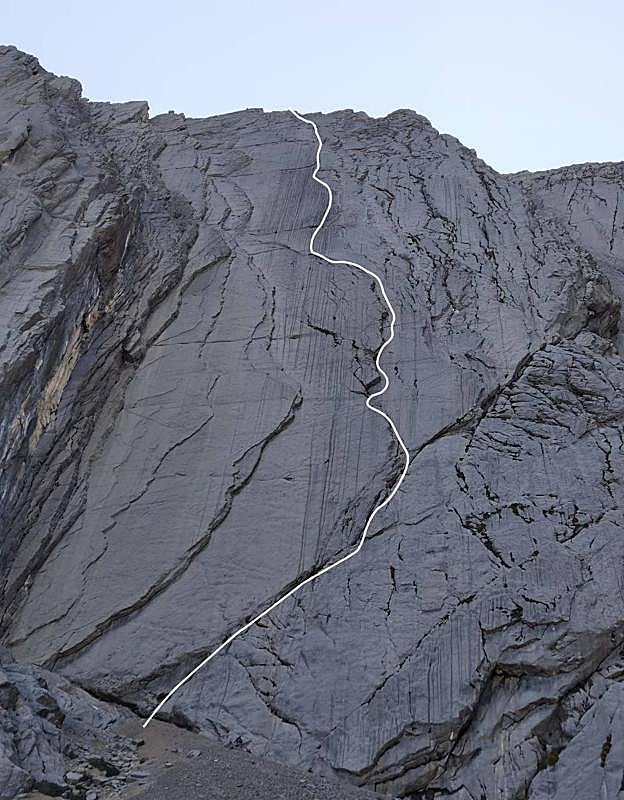 Línea de 'Leire', catalogada por los aperturista como 6b y de 300 metros de longitud.