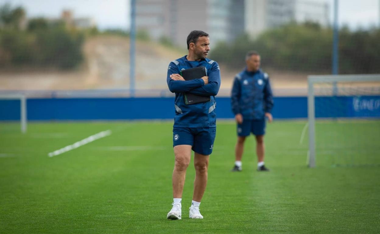 Calleja, en un entrenamiento albiazul. 