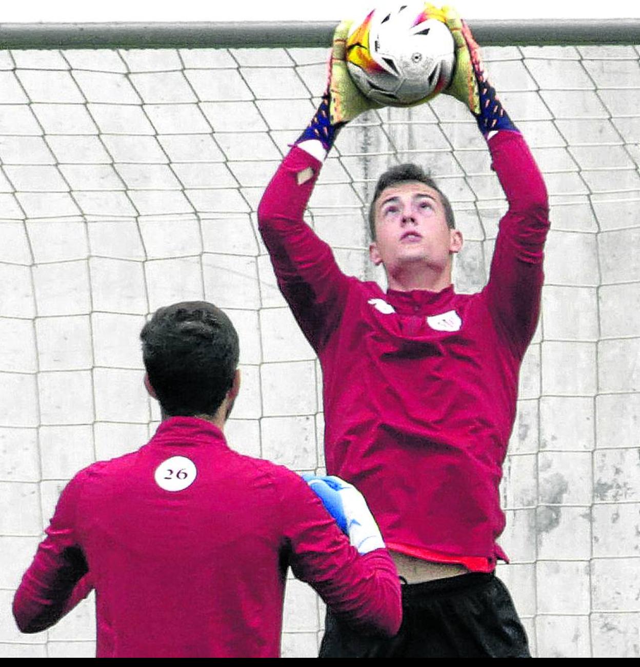 Agirrezabala, durante un entrenamiento del Athletic. 