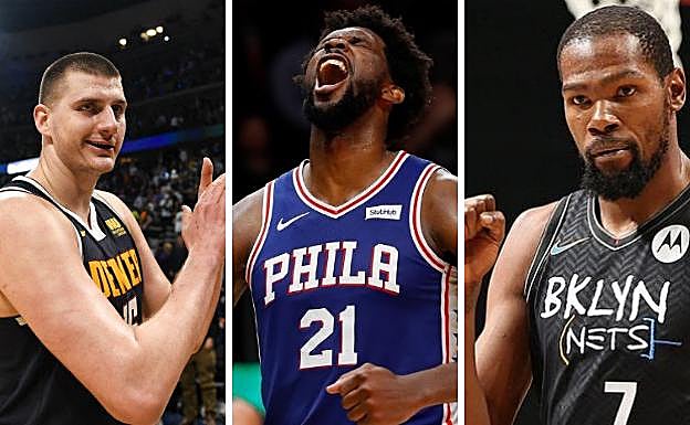 Nikola Jokic, Joel Embiid eta Kevin Durant