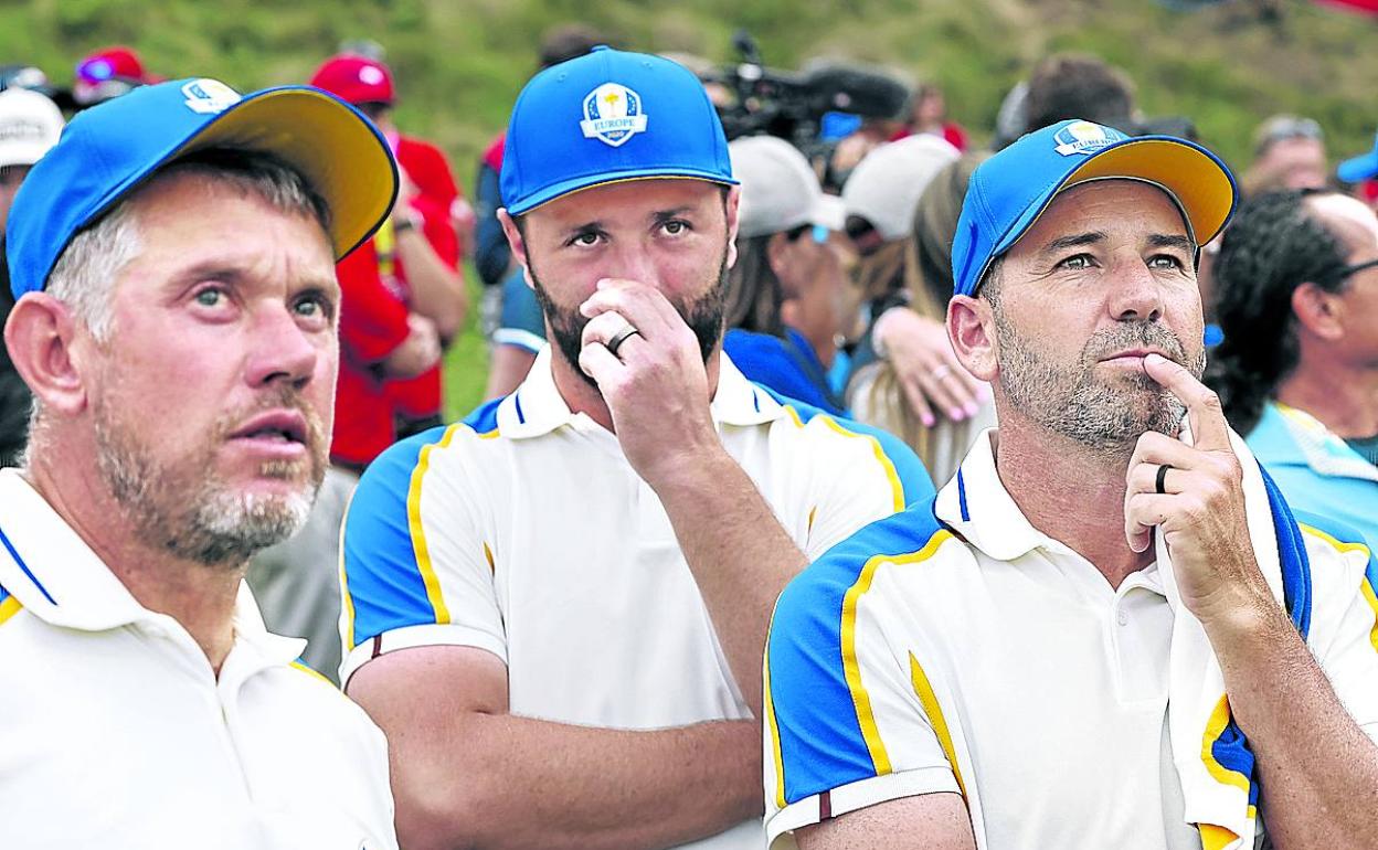 Mirada al futuro. Rahm, Sergio García y Westwood en el Whistling Straits de Wisconsin. 