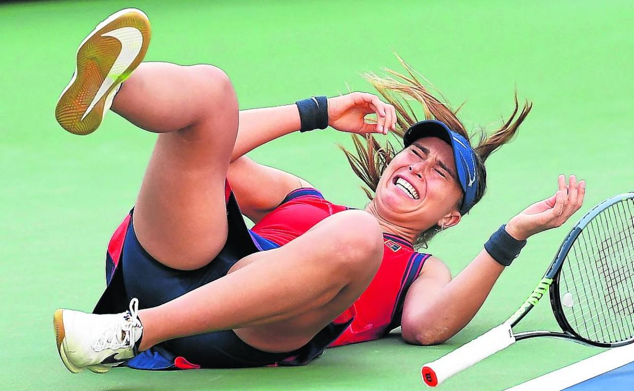 Paula Badosa celebra su título en Indian Wells. 