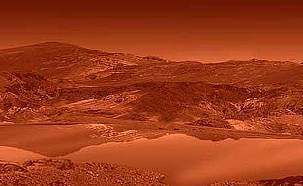 Visión artística de un lago de metano de Titán.