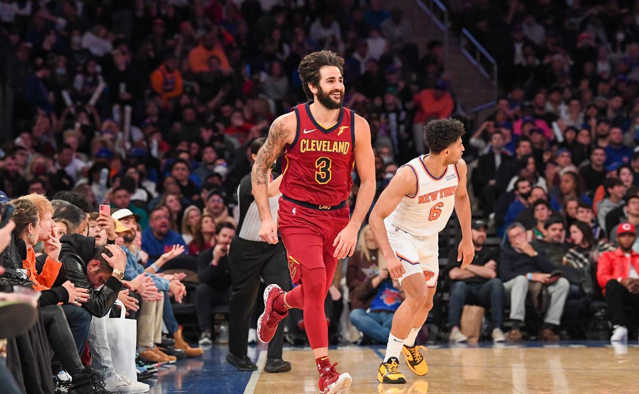 Ricky Rubio celebra la anotación de un triple.