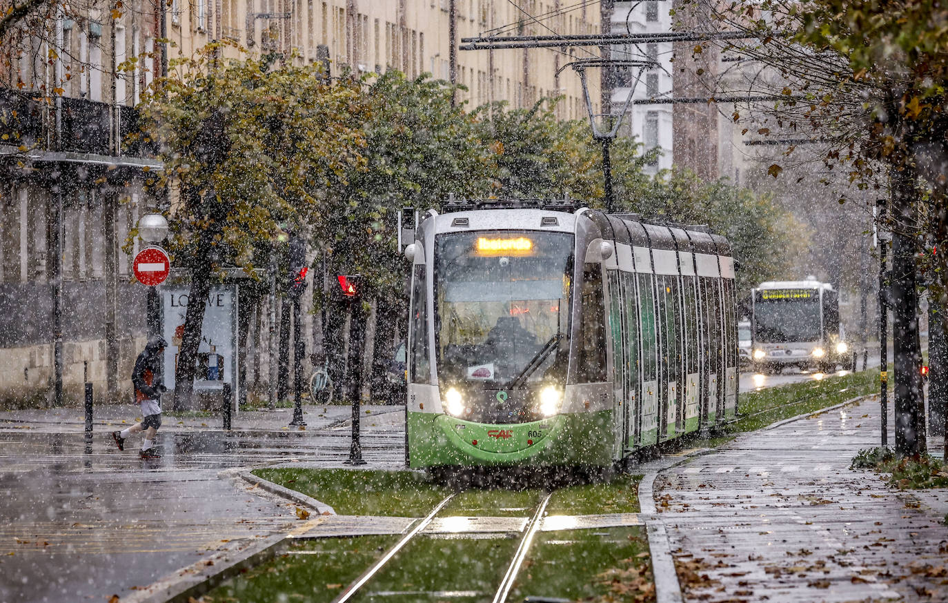 Fotos: Los primeros copos de nieve caen sobre Vitoria