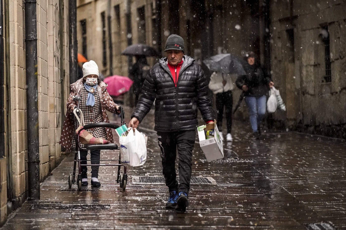 Fotos: Los primeros copos de nieve caen sobre Vitoria