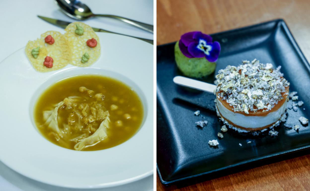 El cocido de garbanzos versión Gaupatxa y crocante de bacalao.